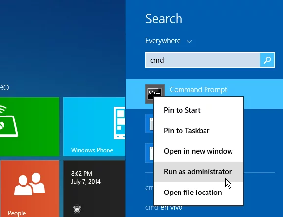 Run the command prompt as administrator