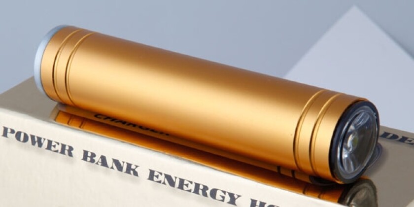 The Power Bank comes in gold and silver aluminum plate finishes