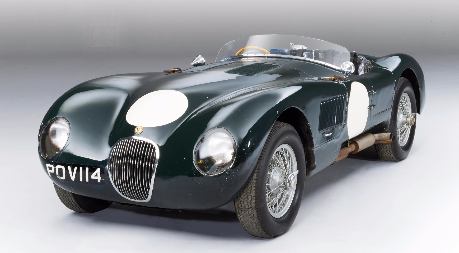 This 1953 Jaguar XK120C C-Type was ex-Ecurie Francorchamps, Roger Laurent, Baron Charles de Tornaco, Jacques Swaters, Olivier Gendebien . It had competed in the 1953 Le Mans 24-Hour, Spa 24-Hours and ADAC 1,000-Kilometers race in period and was considered one of the most original C-Types extant.