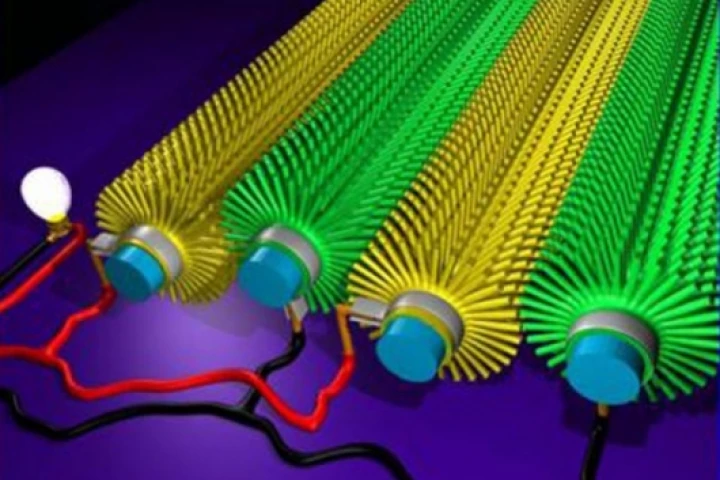 A schematic illustration shows the microfiber-nanowire hybrid nanogenerator, which is the basis of using fabrics for generating electricity.Pic credit: Professor. Z. L. Wang and Dr. X. D. Wang, Georgia Institute of Technology.