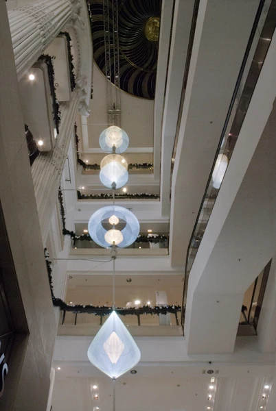 Close up, the steel banding is obvious; but from a distance the effect is rather one of a translucent forms that appear to made made of light itself (Photo: Troika)