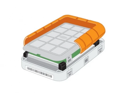 The protective aluminum shell and rubber bumpers