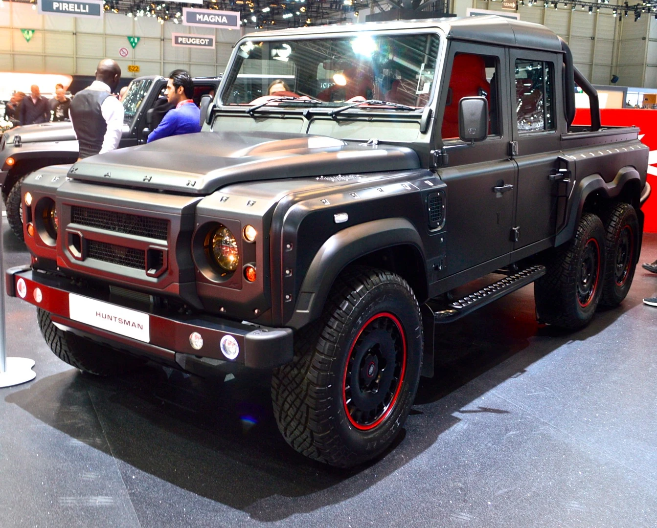The latest six-wheeler from Kahn Design: the Flying Huntsman 110 6X6 Defender Double Cab Pickup