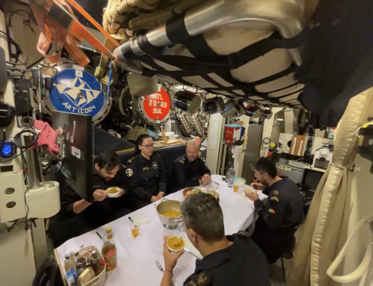 Dinner aboard a Portuguese submarine
