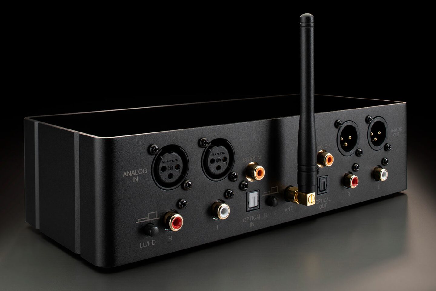 The MB20 sports balanced and unbalanced inputs and outputs, as well as coaxial and optical digital connections