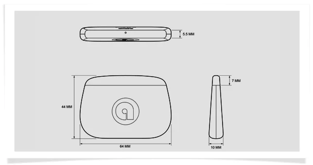 Dimensions of the skye Wi-Fi receiver