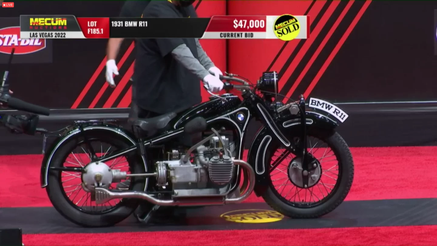 This 1931 BMW R11 sold for $51,700 as Lot F185.1 at Mecum Auctions' Las Vegas sale on Friday, 28 January 2022