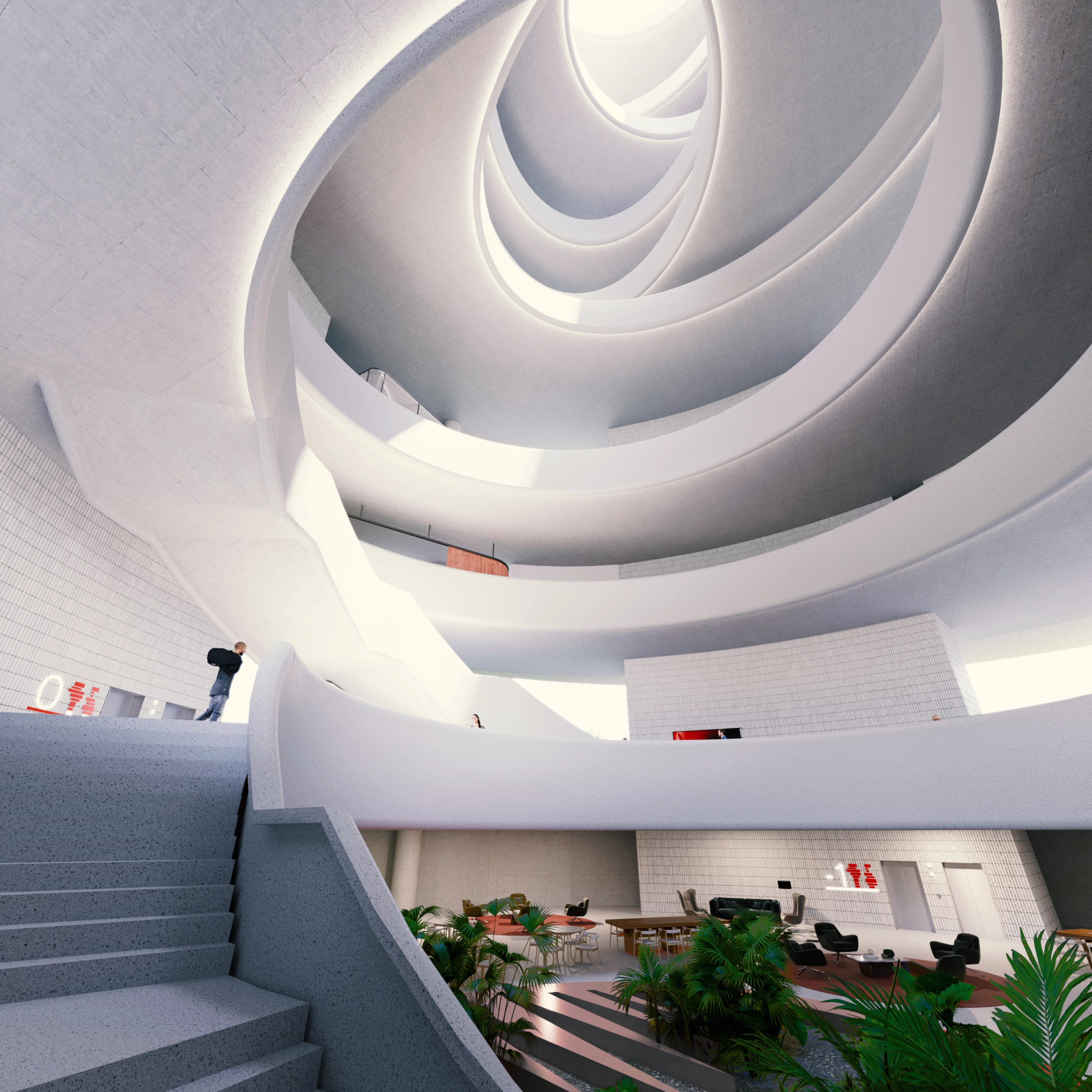 The Klan TV Headquarters' interior will feature ample natural light thanks to a large skylight and glass facade