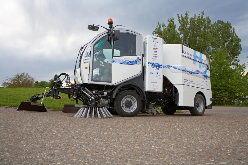 The hydrogen-powered CityCat H2 street sweeping vehicle