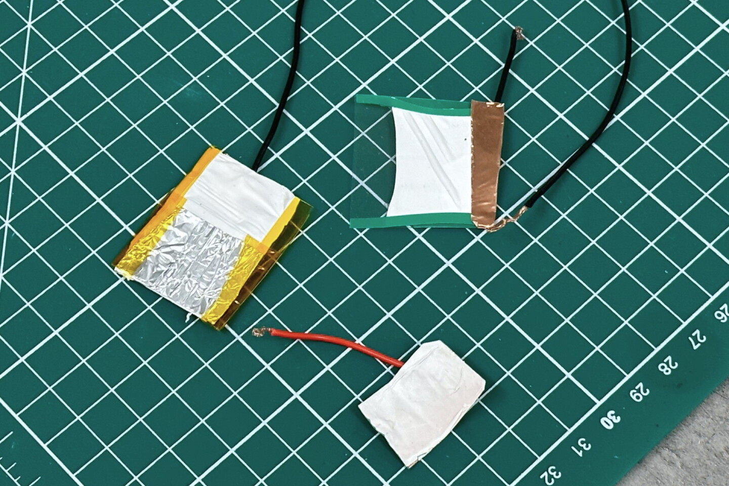 A sample of the patches with electrodes attached