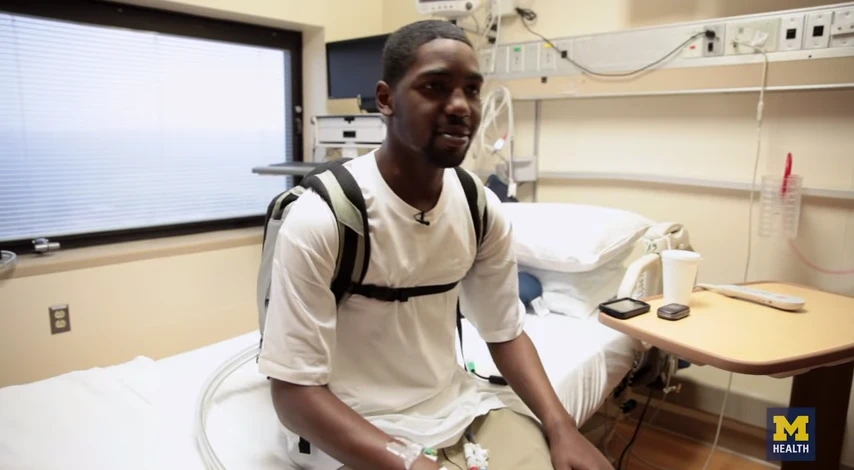 The Freedom Driver fits inside a backpack, and drives compressed air into Stan Larkin's artificial heart to keep it pumping