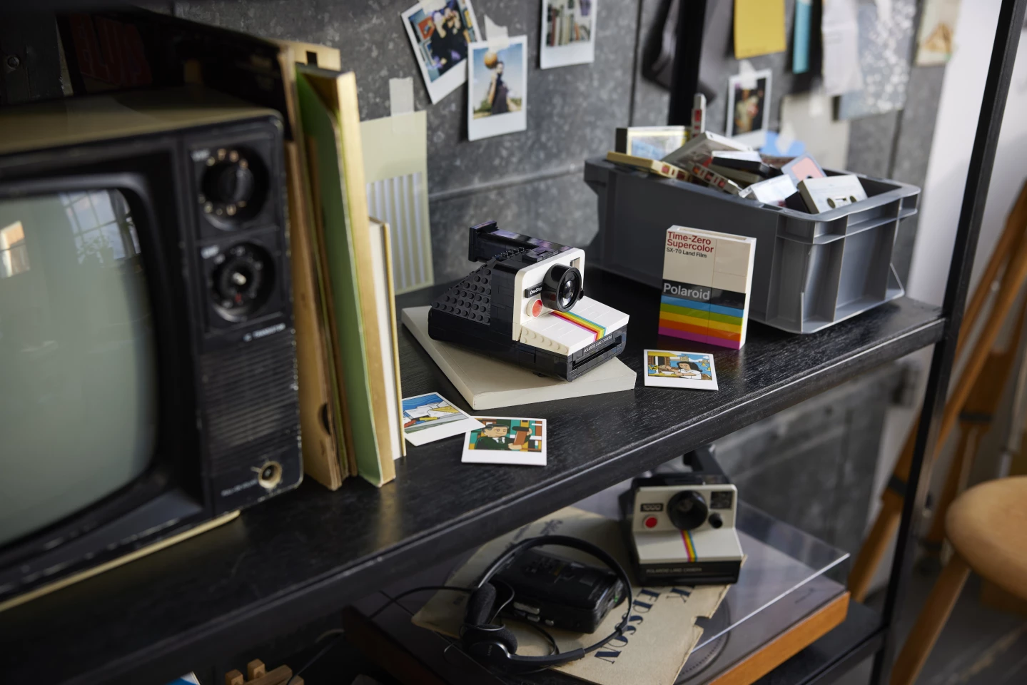 On display with vintage tech, including an original OneStep SX-70