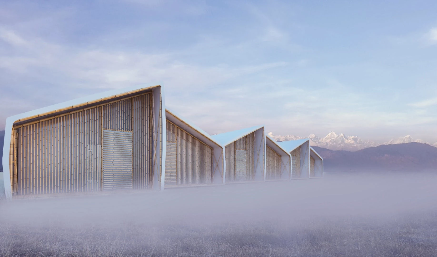 Designed for earthquake-stricken Nepal, the Just A Minute shelter would measure only 2.5 x 4 m (8.2 x 13 ft) while being transported, but once safely in place, a pivoting bamboo framework would allow volunteers to pull out its side sections to expand it, concertina-like, to 4 x 11.7 m (13 x 38 ft). Barberio Colella ARC says that in this guise, it could shelter up to 10 people.