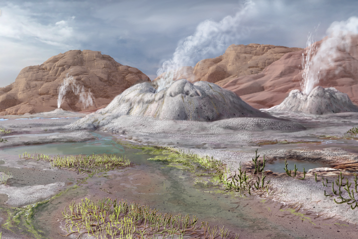 Artistic rendition of the Rhynie Chert in the Early Devonian period