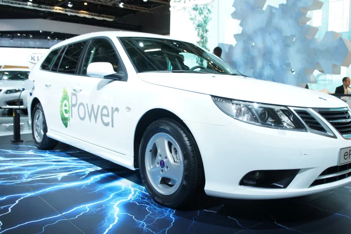 The Saab 9-3 ePower on debut at the Paris Motor Show