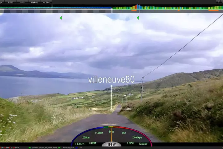 VRide Multi displays the identity, speed and location of other online users, layered over actual video