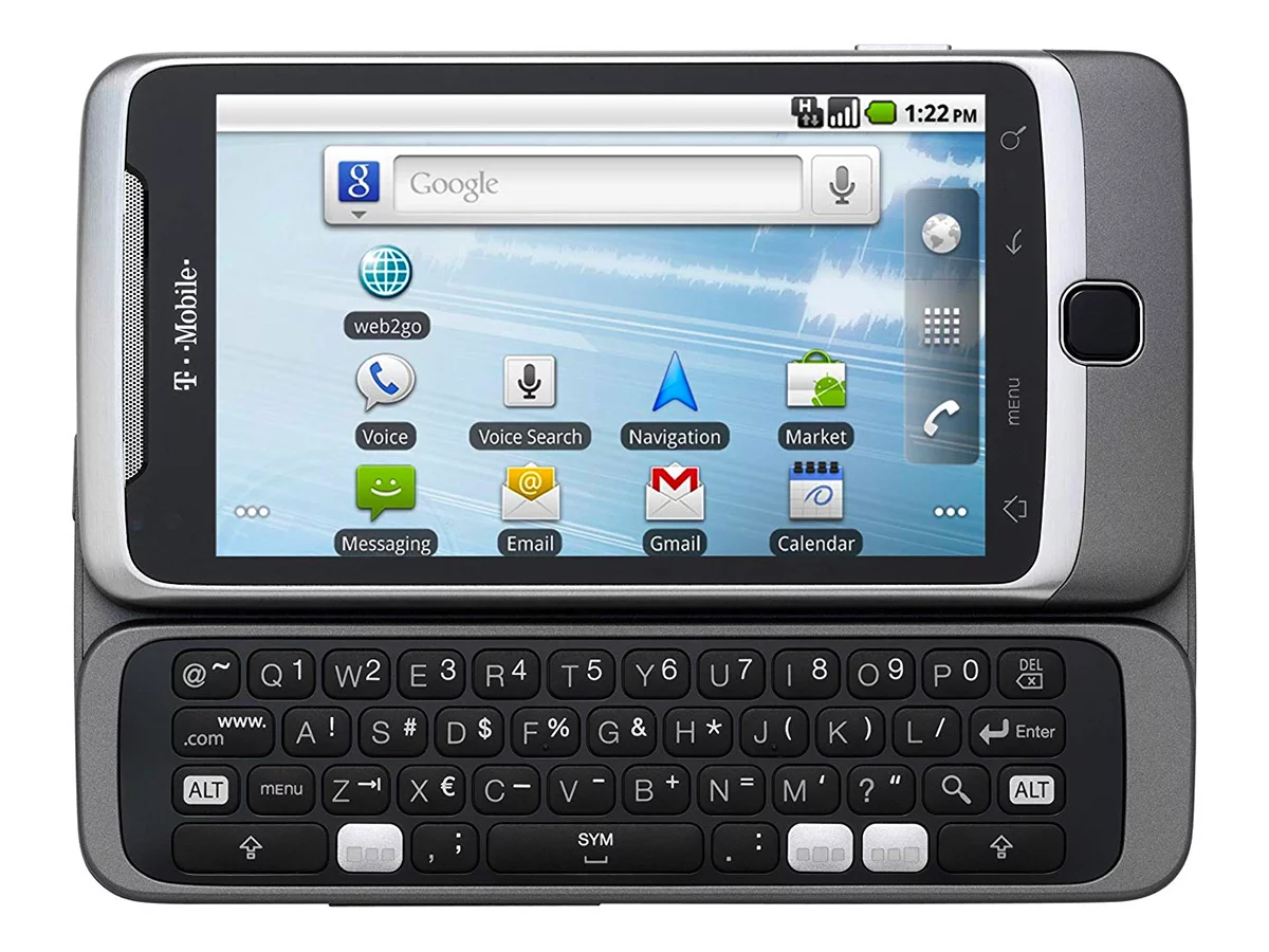 The T-Mobile G2 and a very early version of Android