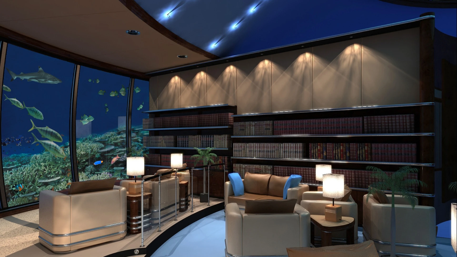 One of the underwater units will feature a library-cum-lounge