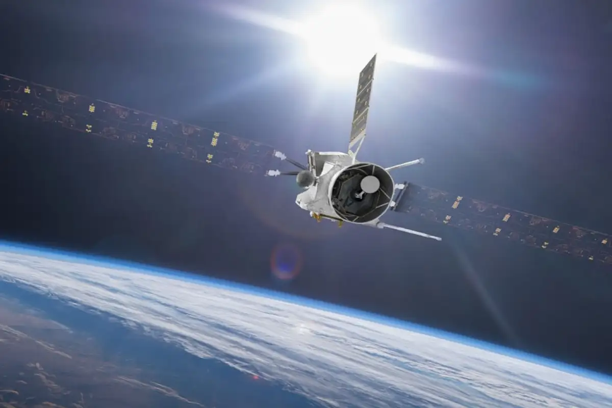 Rendering of BepiColombo during an Earth flyby