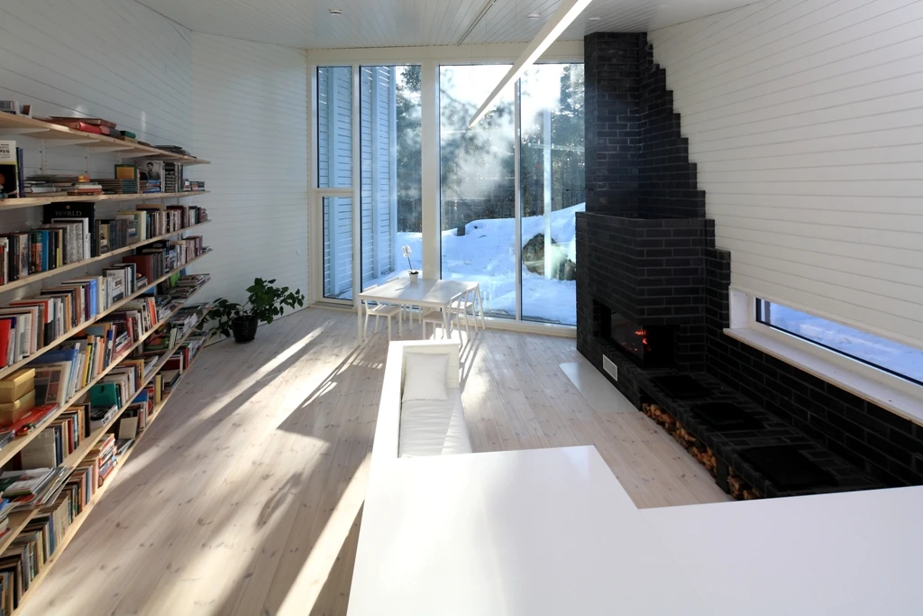 The same space can be used for all the living needs: working, eating, relaxing, entertaining and sleeping