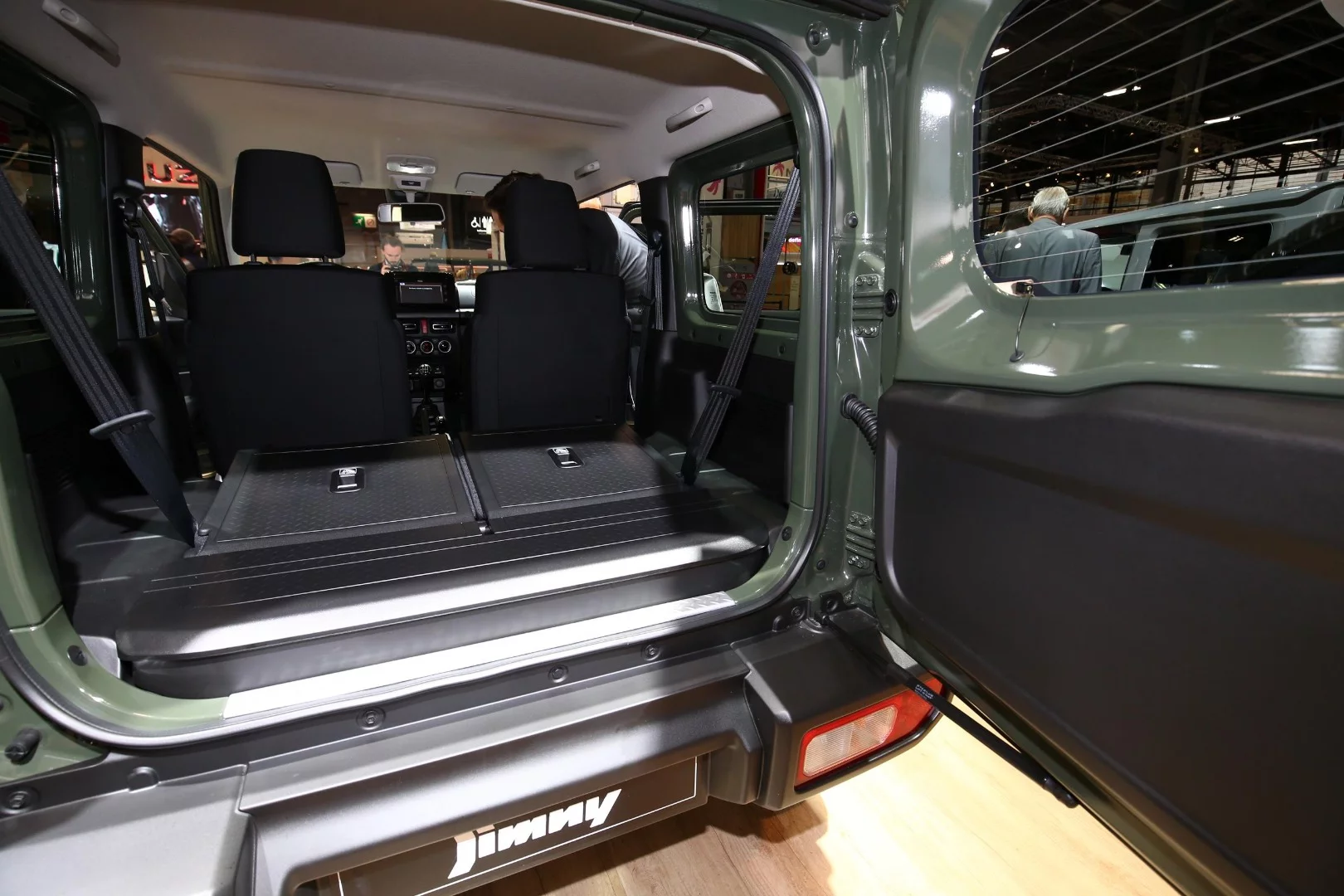 Taking a look in the tailgate of the new Suzuki Jimny