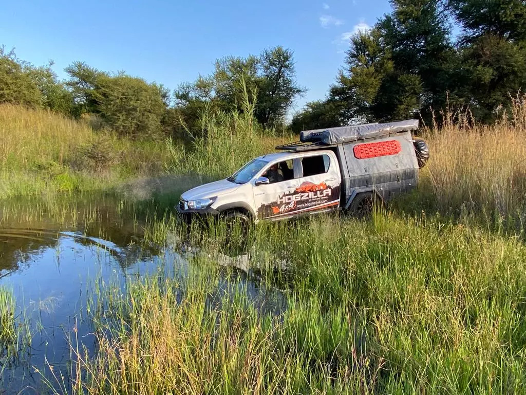 When it's all packed up, the Hogzilla Xpander works like any other rugged canopy so the base pickup is able to travel off the beaten path