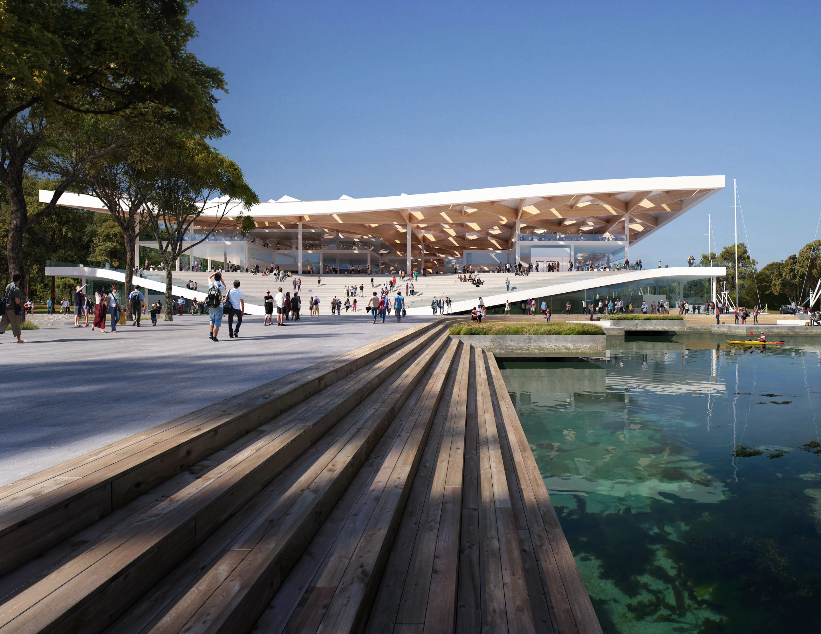 Sydney Fish Market will include amphitheater staircases that are envisioned as a place for the public to sit and relax