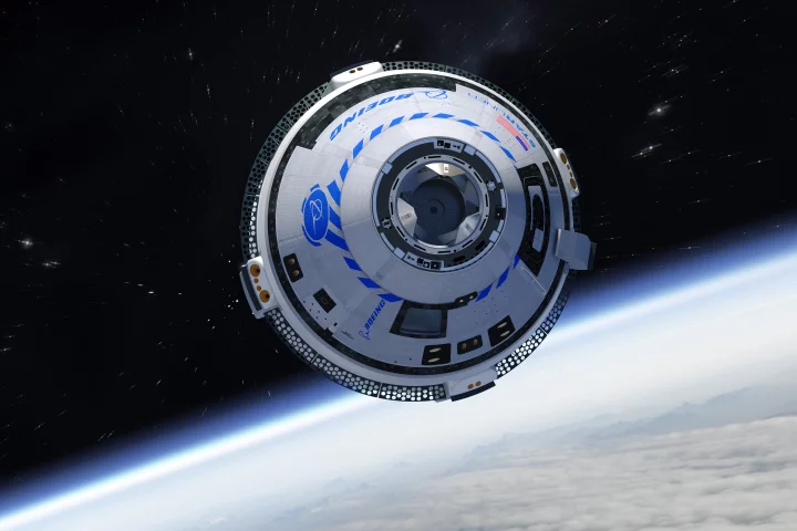 An artist's rendering of the Starliner in orbit