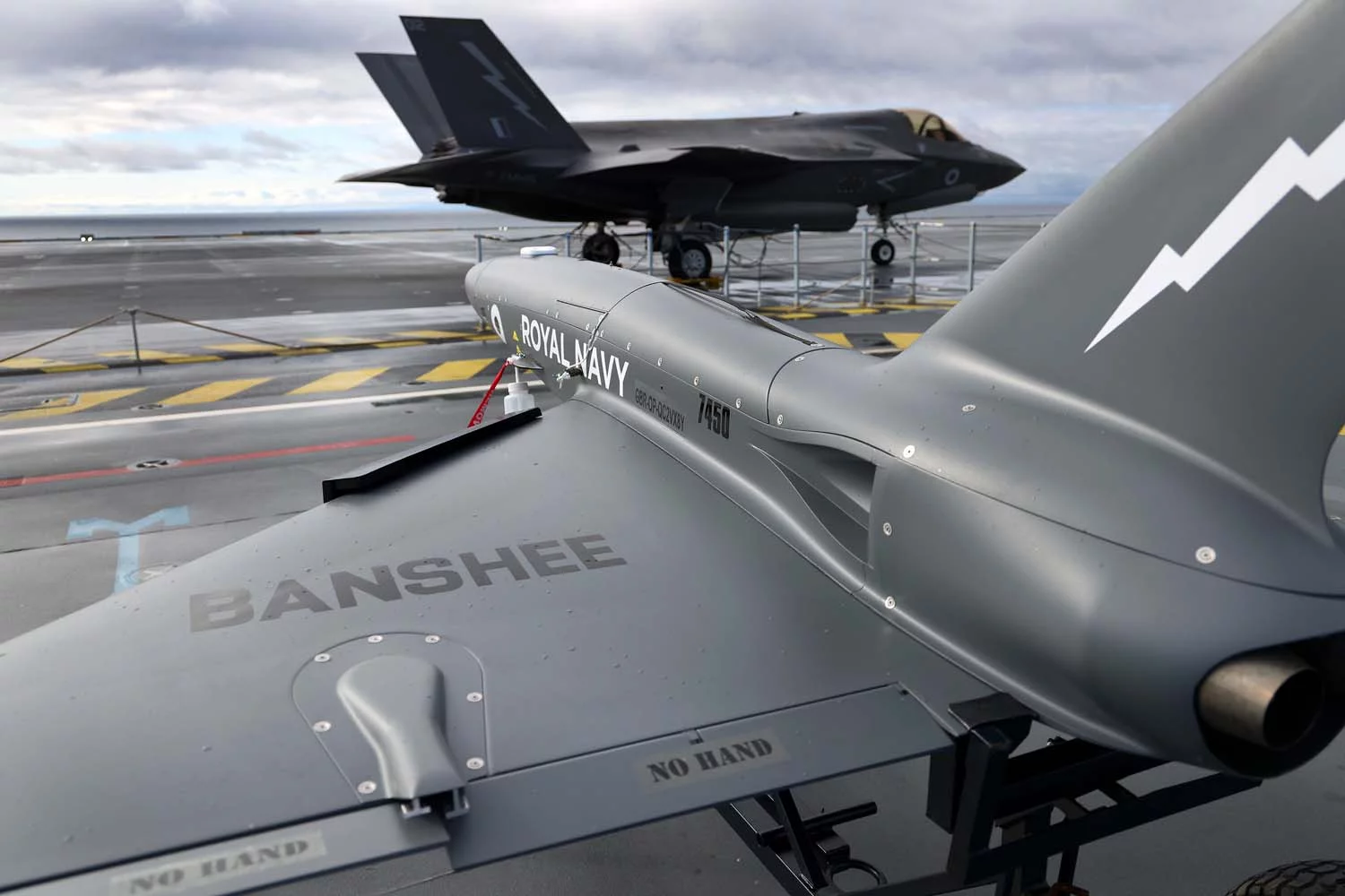 A Banshee parked on the flight deck of HMS Prince of Wales
