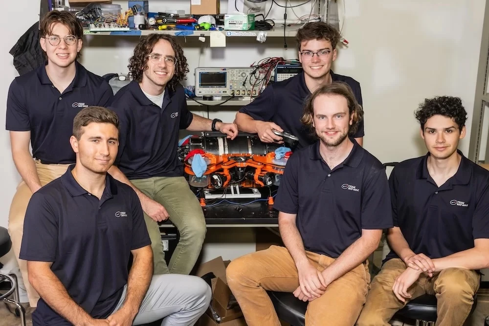 From left, BayMax team members Noah Elzner, Dan Zislis, Ethan Peck, Spencer Darwall, Andrew Bare and Rafe Neathery
