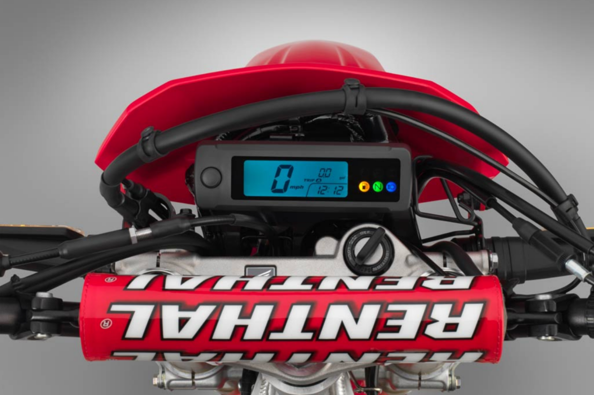 2019 Honda CRF450L: simple dash and keyed ignition with steering lock