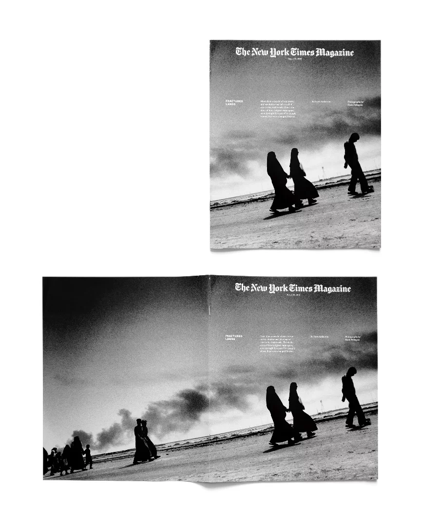 Fractured Lands, by The New York Times Magazine, contained a nonfiction narrative by Scott Anderson and 20 photographs by Paolo Pellegrin. It tells the story of the Arab world since the invasion of Iraq 13 years ago, leading to the rise of ISIS and the global refugee crisis. It won the Graphics category