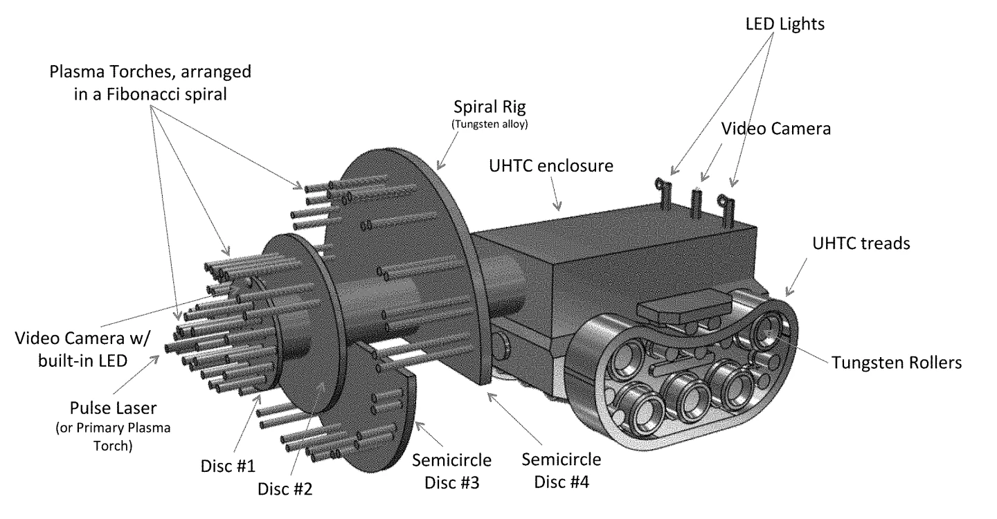 The Rapid Burrowing Robot (RBR) places many high-temp plasma torches