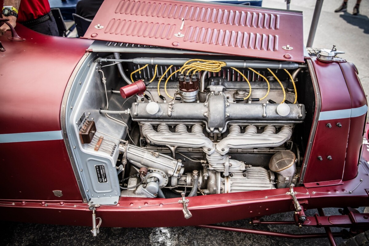 Under the hood of the 8-cylinder equipped 1932 Alfa Romeo Monza