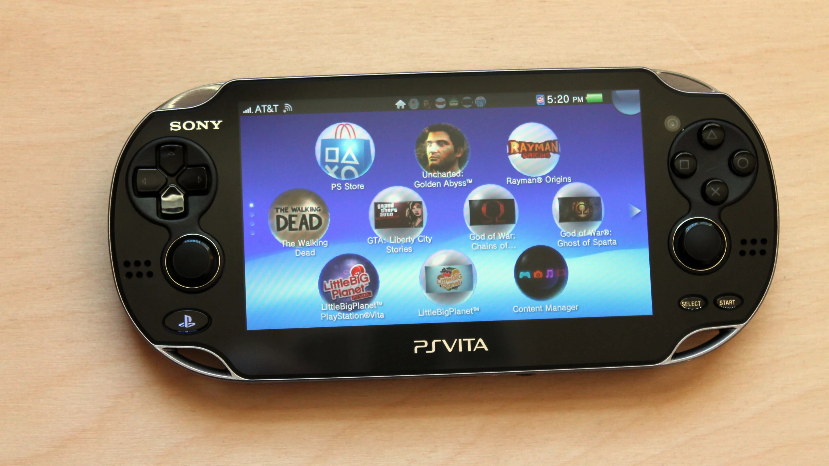 The PS Vita's homescreen