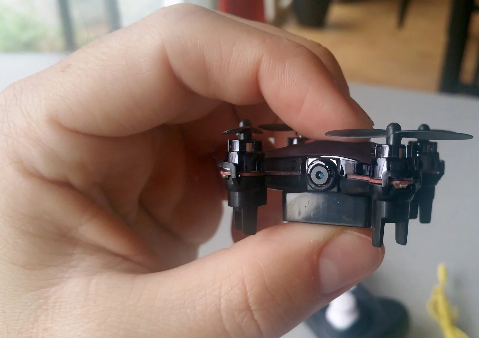 The front of the The Axis Drones Vidius features a camera that can take photos and video (via mobile app)