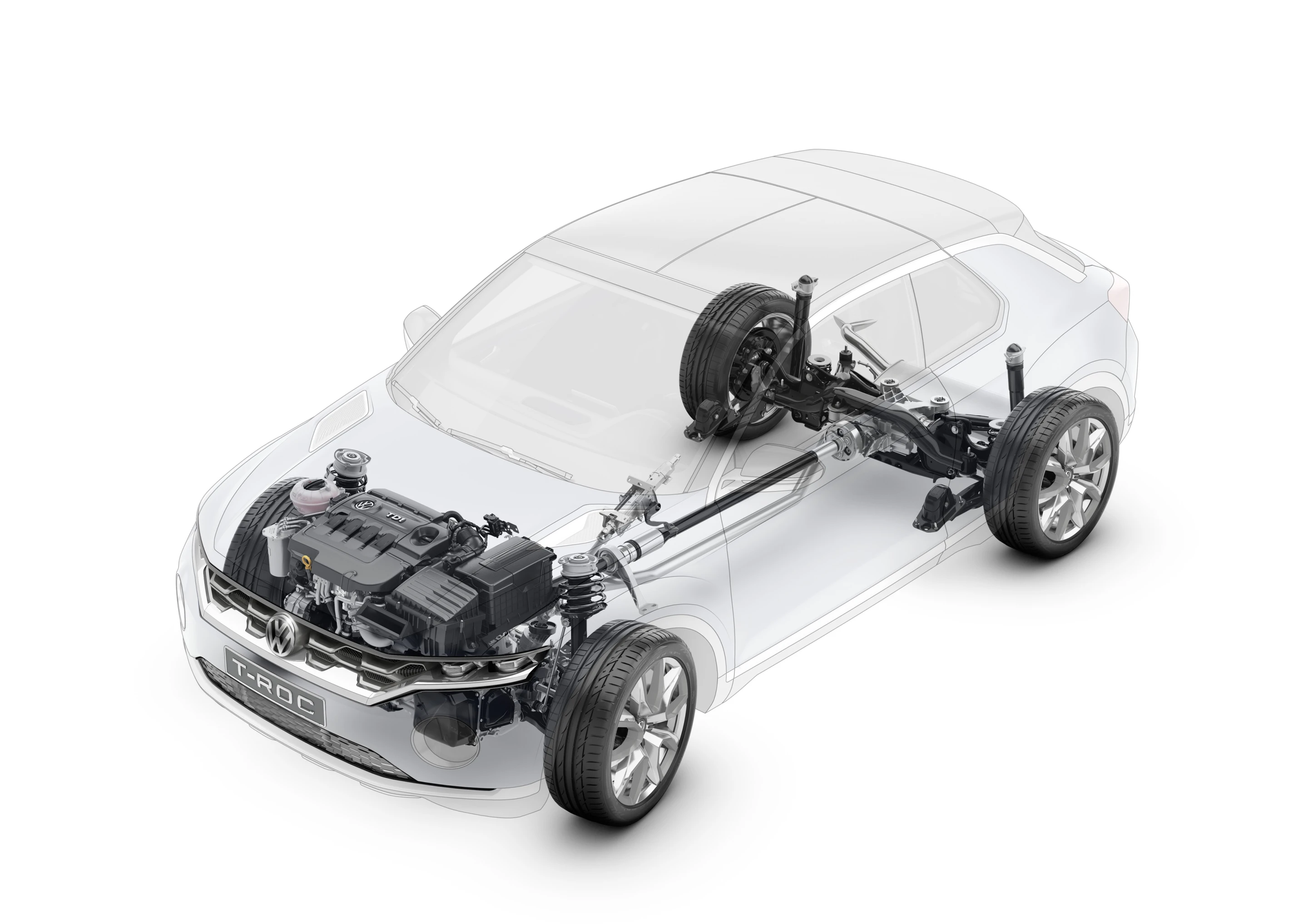 The T-ROC features VW's 4Motion all-wheel-drive train
