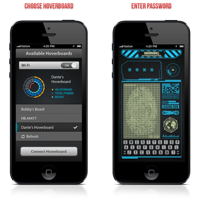 The Hoverboard Controller app as imagined by the creators of this Indiegogo project