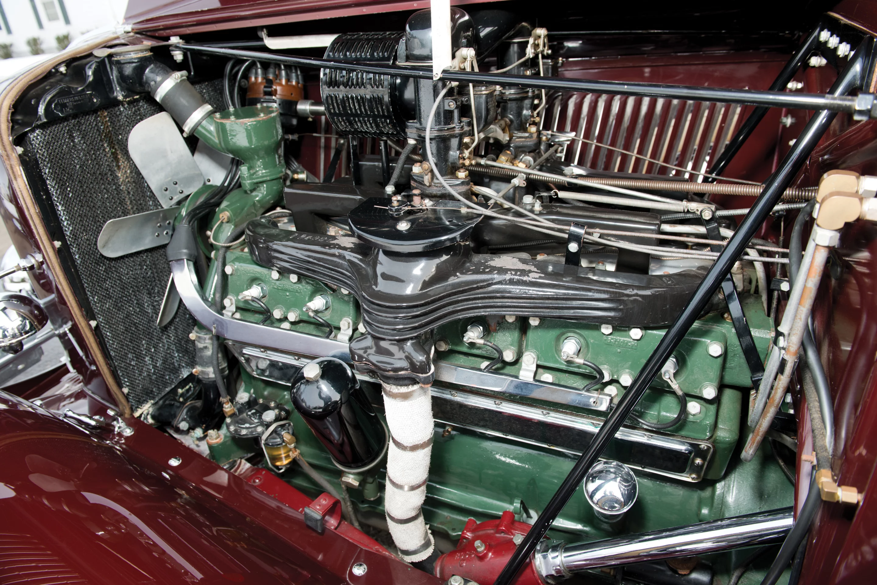 The 1934 Auburn Twelve Salon Speedster runs on a 160 bhp, 391 cu. in. horizontal-valve V-12 engine