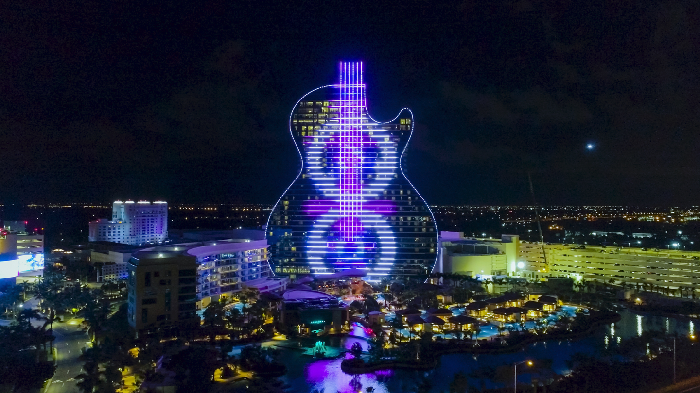Hard Rock opens neon, guitarshaped hotel in Florida