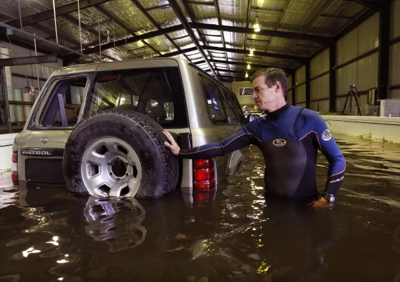 Even big four-wheel drives can be turned into giant floating toys