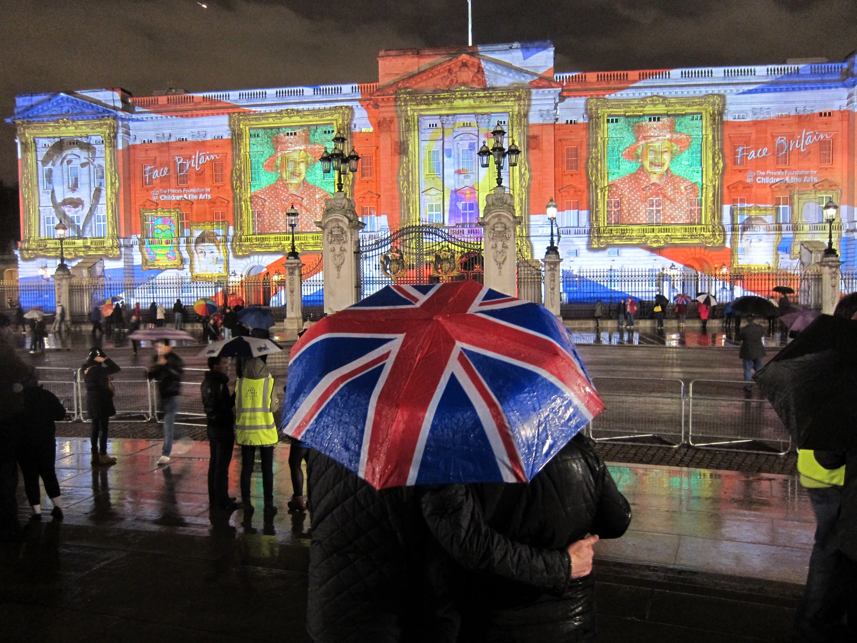 A series of striking illuminated animated mosaics projected onto Buckingham Palace has broken the Guiness world record for the most artists working on an art installation (Photo: Bex Walton)