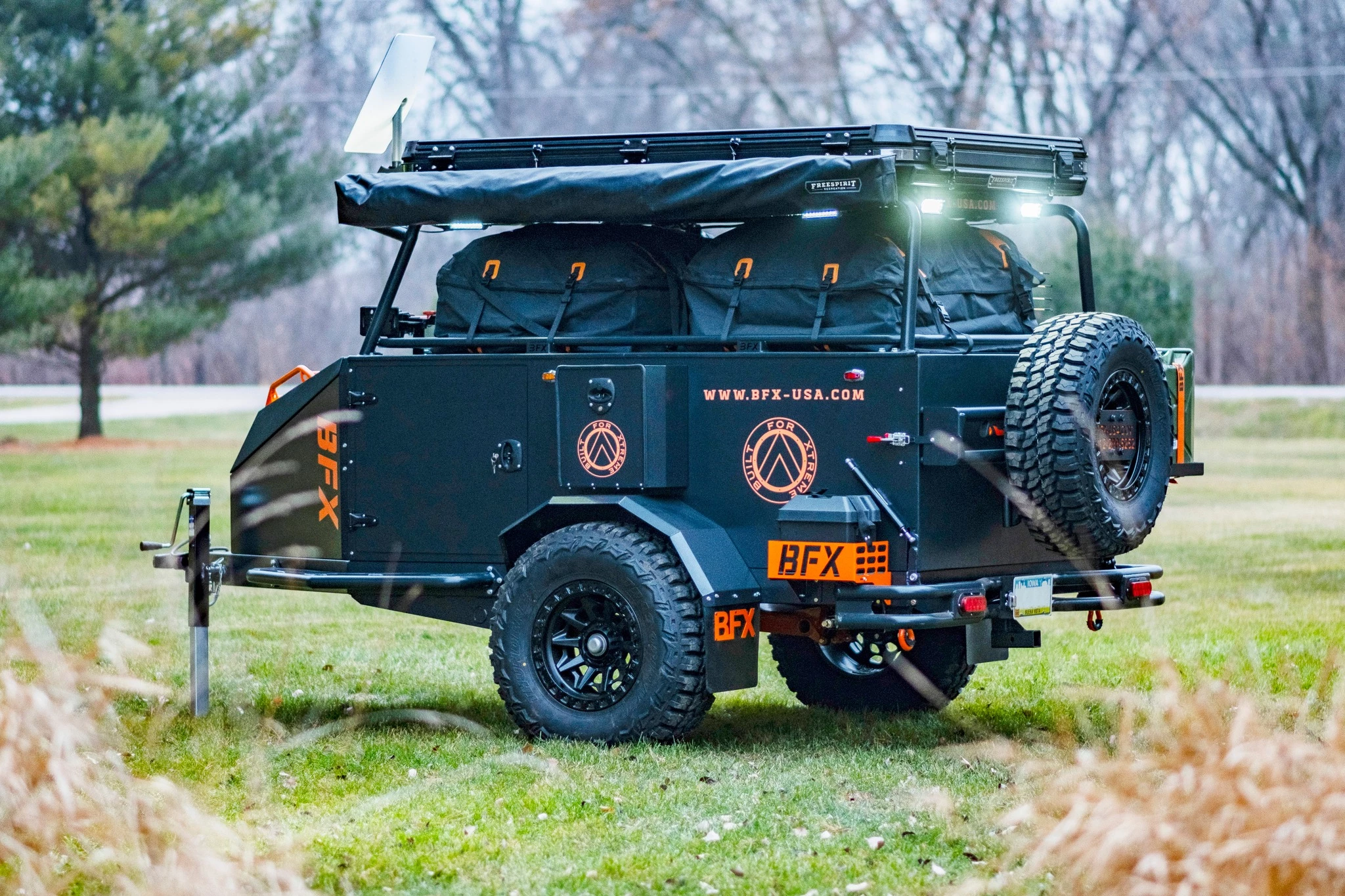 The new BFX camper is a rugged all-steel trailer with serious gear-carrying capability, whether you're setting up a multi-week hunting camp or simply escaping for a weekend camping trip