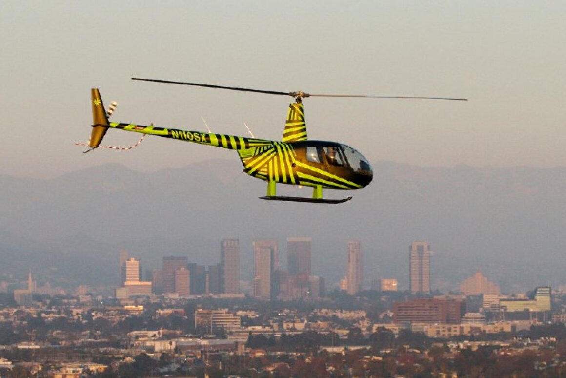 The Luna demonstration helicopter in full flight