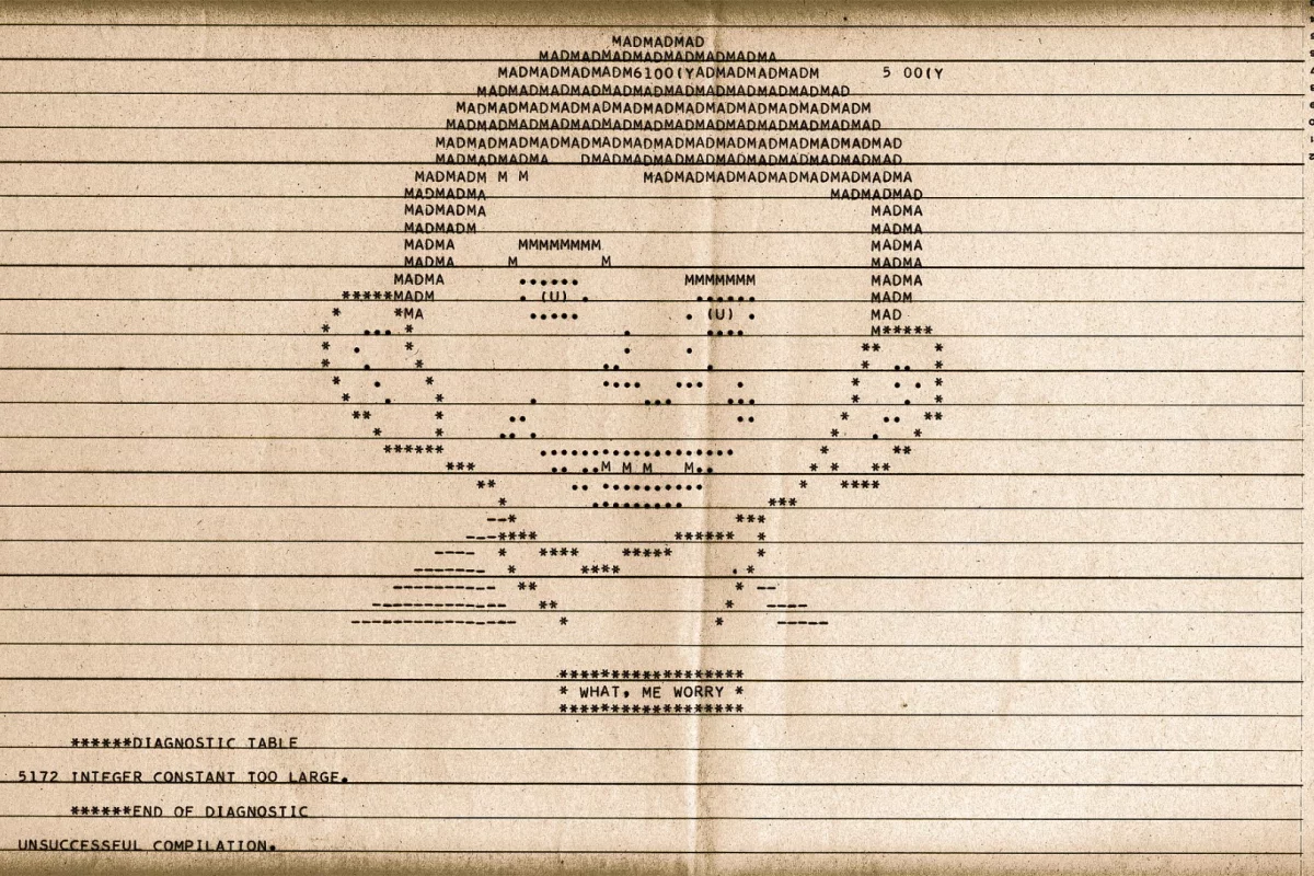 Mad magazine's Alfred E. Neuman is an early example of ASCII art from 1960 produced using a dot-matrix computer