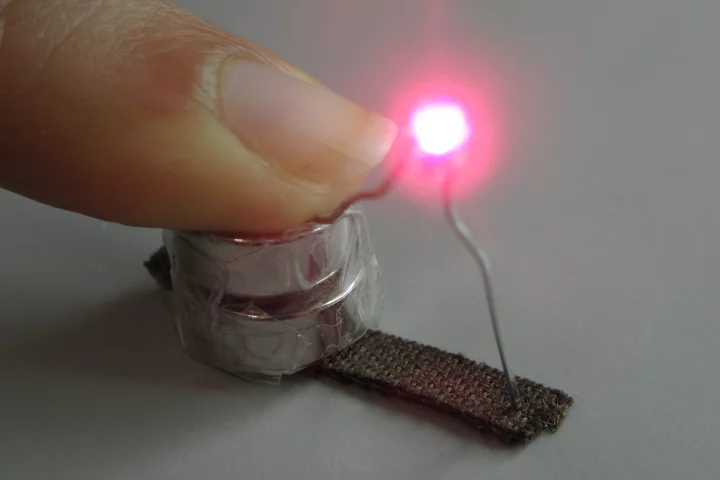 A working sample of NPL's silver-coated conductive fabric