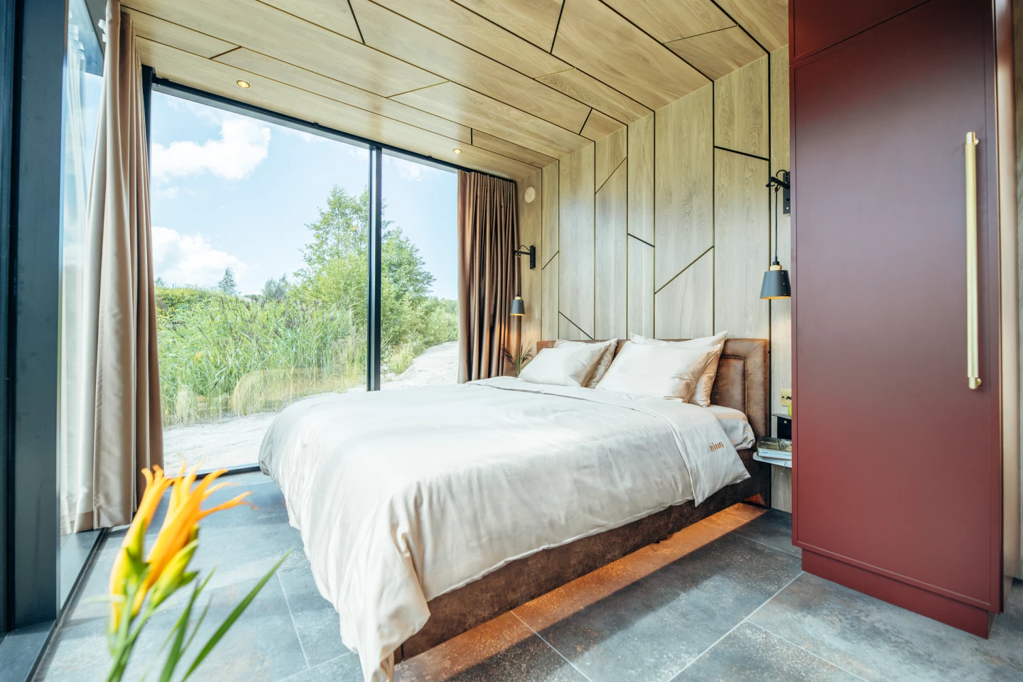 The Golden House includes one bedroom area, which consists of a double bed and some storage