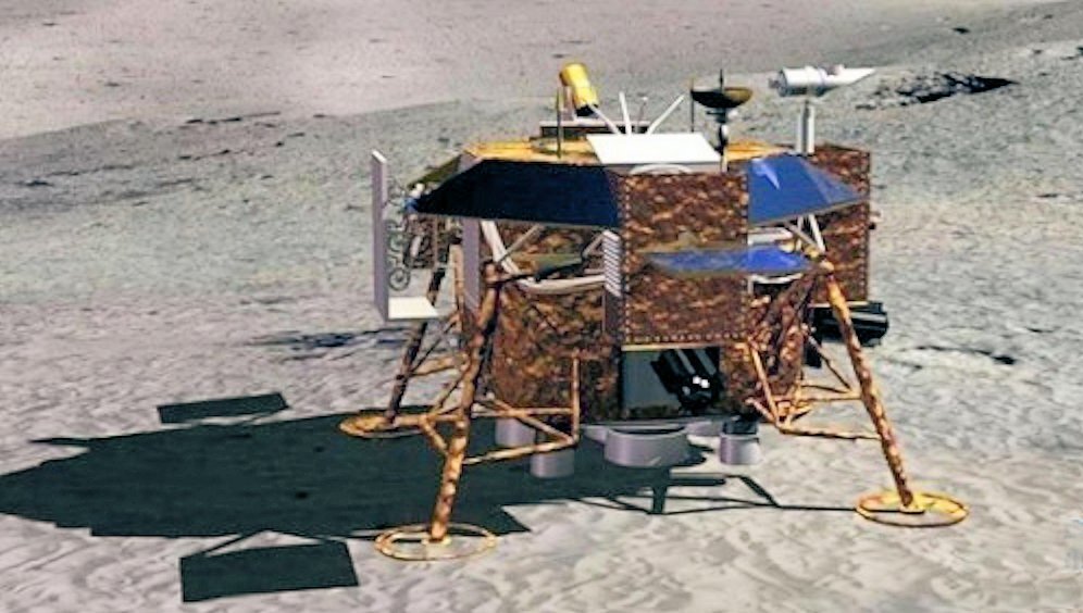 Artist's model of the Chang'e-3 lunar lander on the Moon's surface (Image: Xingua)