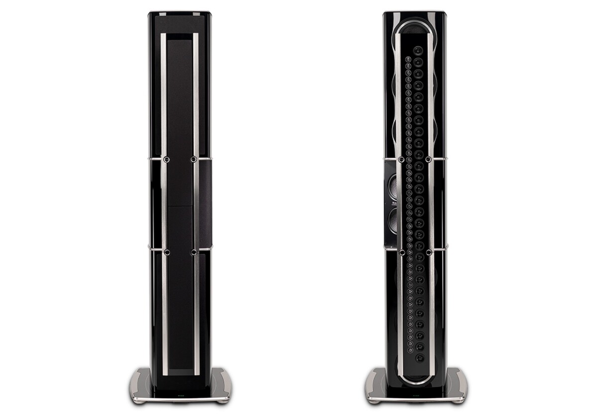 The McIntosh XRT2.1K loudspeakers stand 7 ft tall and output 2,000 W