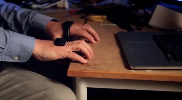 A mock-up of the virtual keyboard system in use
